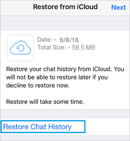 Restore your chat history from iCloud