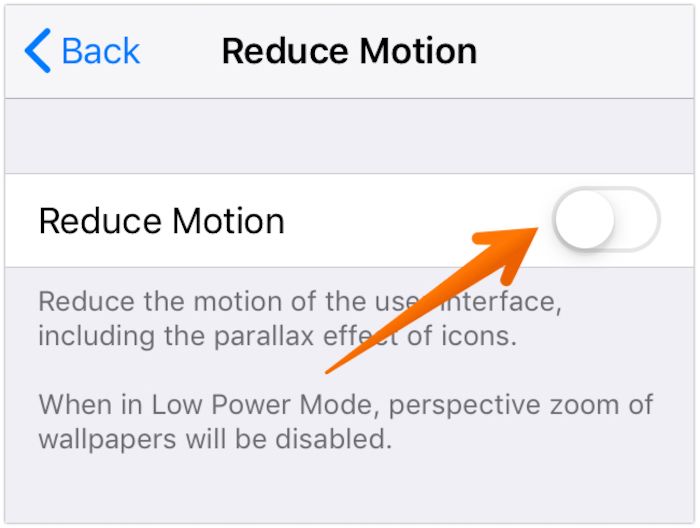 turn off reduce motion