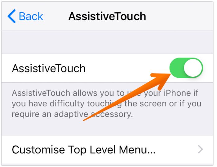 Turn on Assistive Touch on iPhone