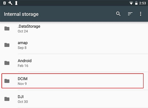 how to find dcim folder on android