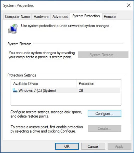 recover deleted restore points windows 10