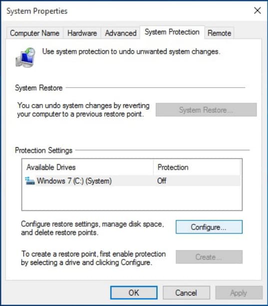how to recover deleted restore points windows 10