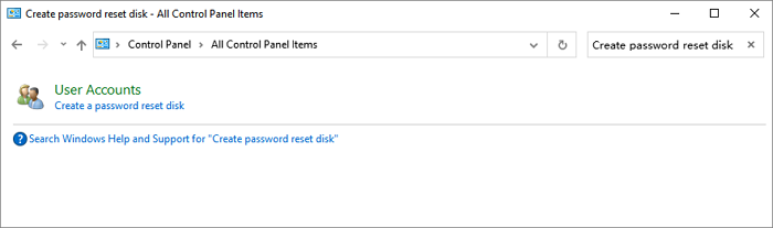 search create password reset disk