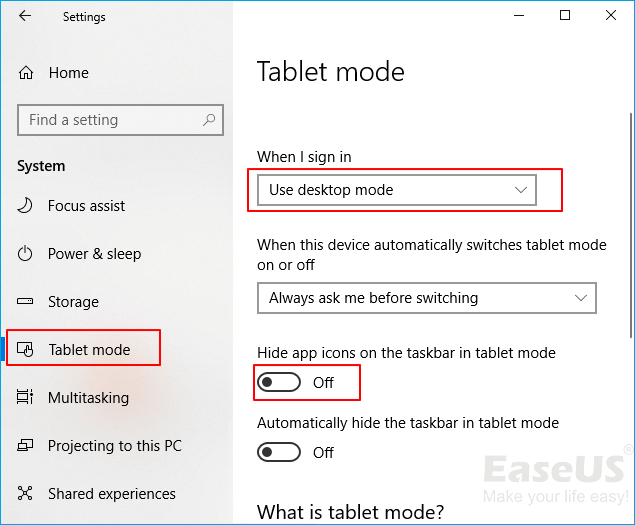 Disable tablet mode to show up disappeared desktop.