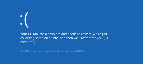 BSOD error 0xC000021A overview