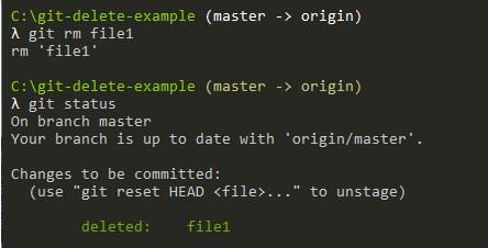 using file name in git rm command
