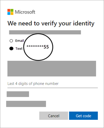 get code to verify identity