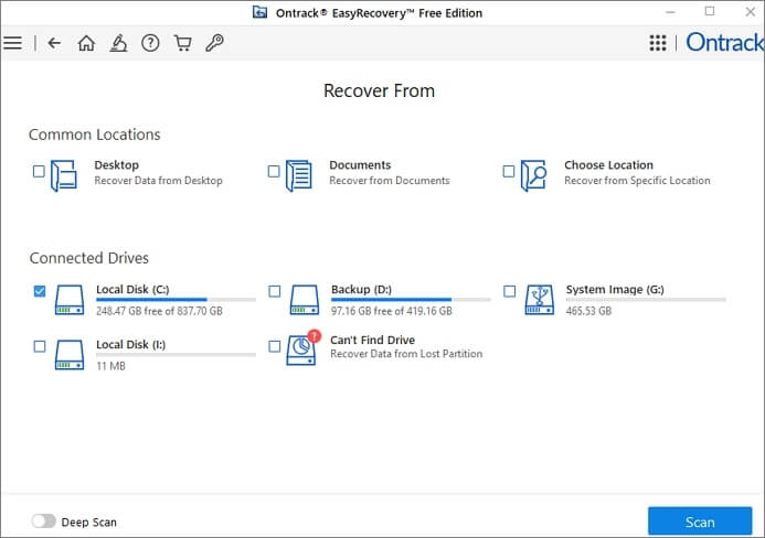 ontrack easy recovery scan