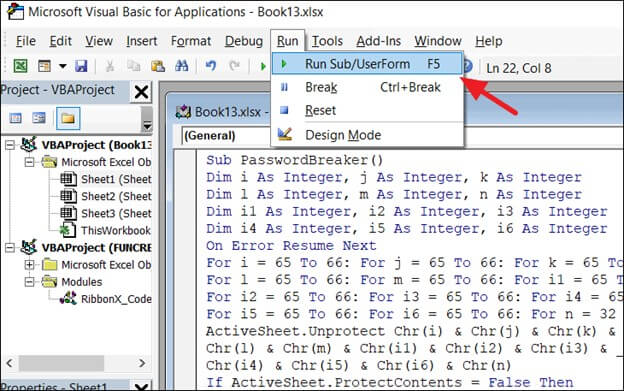 unlock excel with VBA