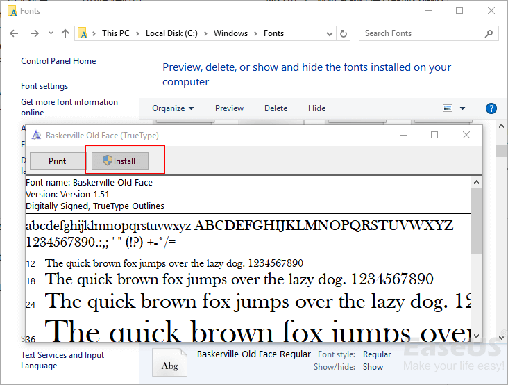 Reinstall missing Windows fonts.