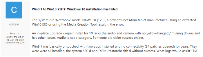 Windows 10 installation has failed
