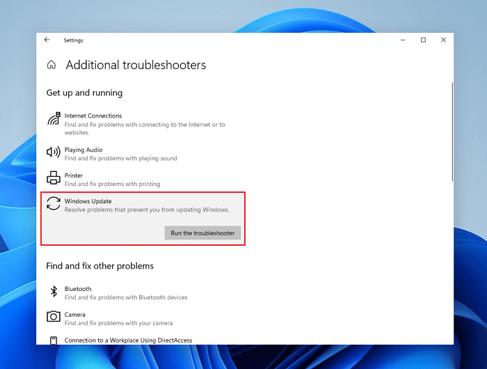 windows update troubleshooter