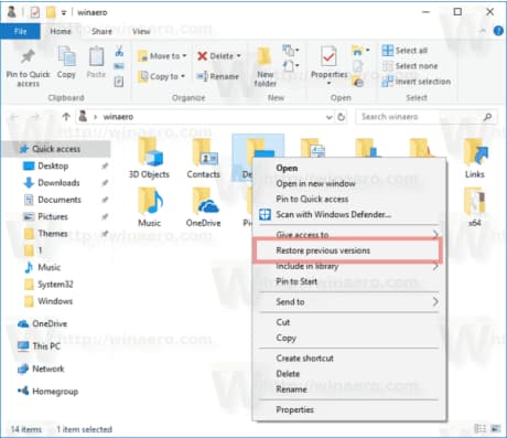 restore previous versions of files windows 10
