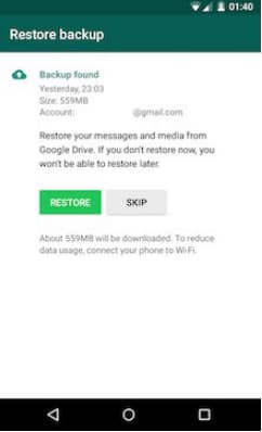 whatsapp restore from sd card