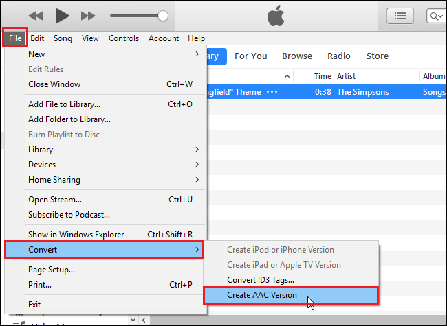 Convert the MP3 file to AAC format