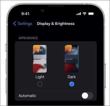 Switch the Light mode to the Dark mode