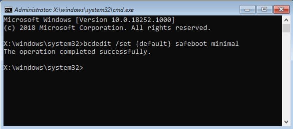 safe mode windows 10 using command prompt