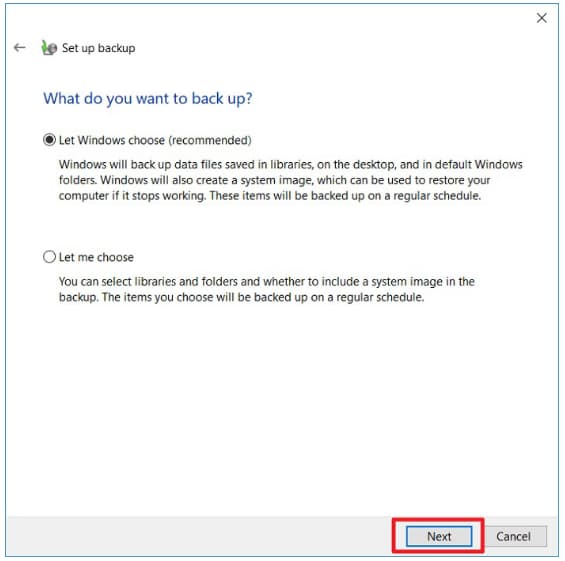 select backup windows 10 to network drive modes