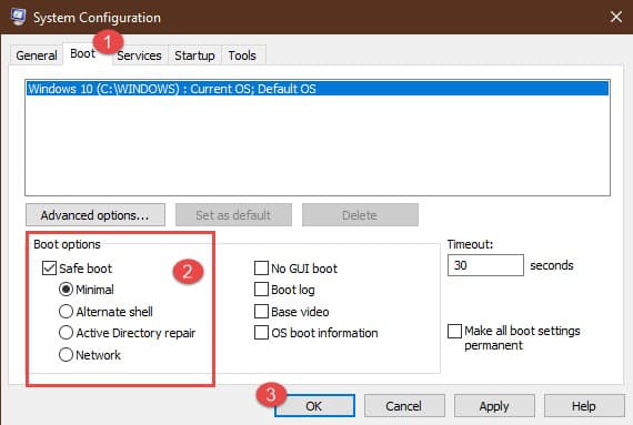 system configuration boot option