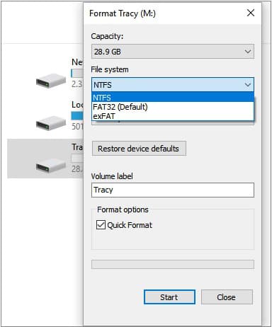 unable to complete the format pen drive