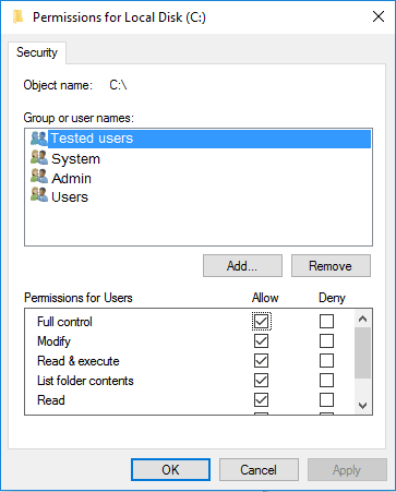 usb drive destination folder access denied