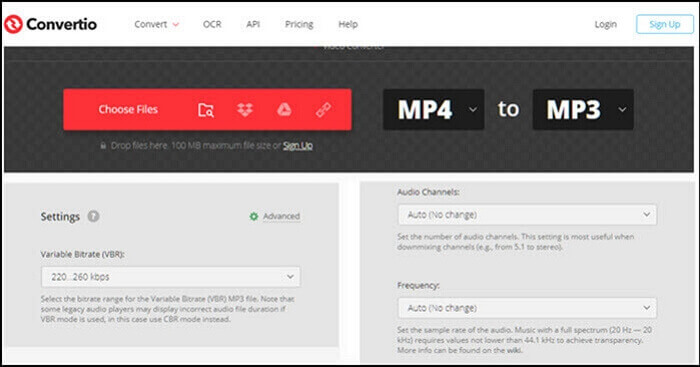 Convert MP4 to MP3 with Convertio
