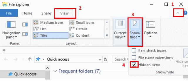 view hidden files windows 10