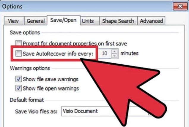 visio recover unsaved file