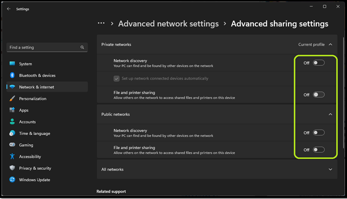 advanced sharing settings