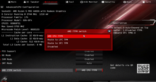 amd cpu ftpm bios settings