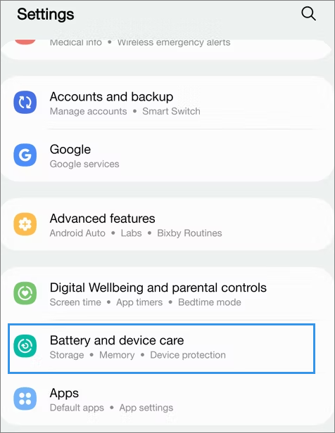 battery and device care setting