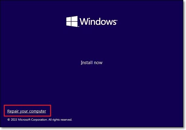tap on repair your computer
