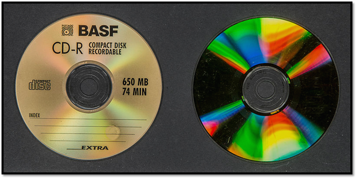 Rainbow-esque bottom side of a CD-R disc