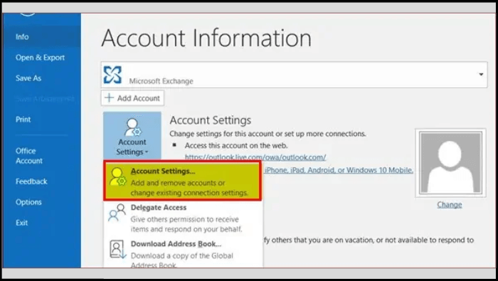 change outlook offline settings