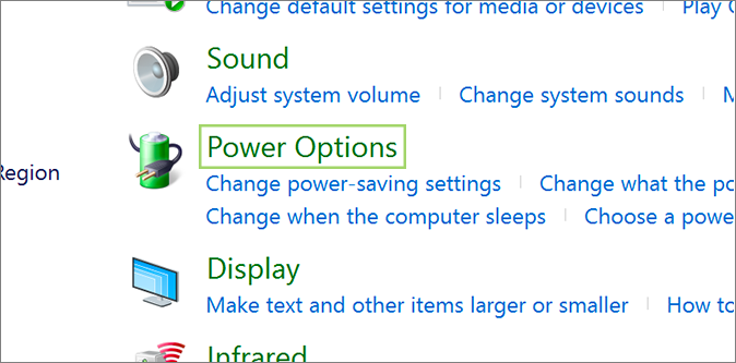 click power option