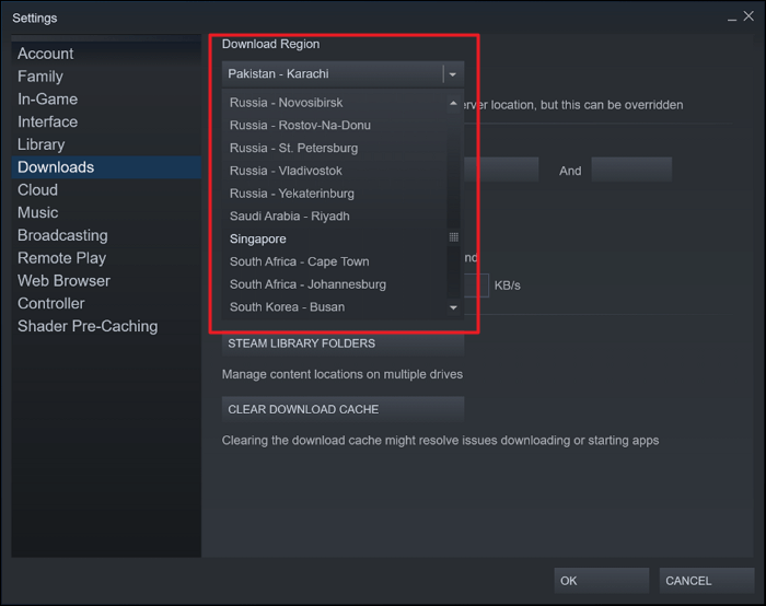 change the download server