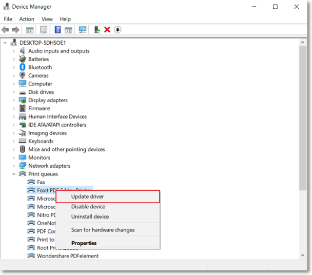 choose update driver option