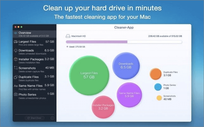 cleaner app for mac user interface