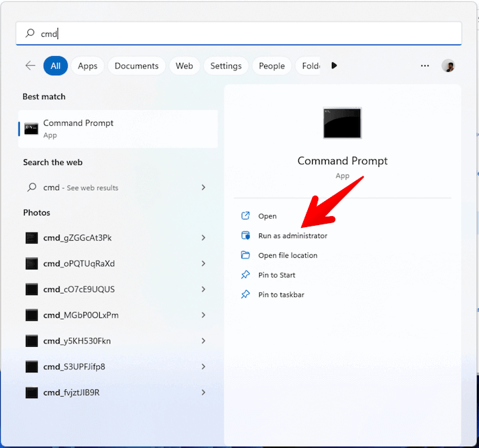 Open Command Prompt as administrator