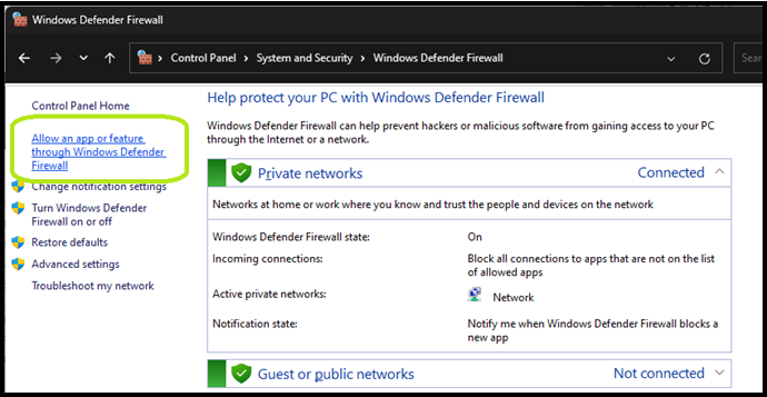 configure  windows firewall