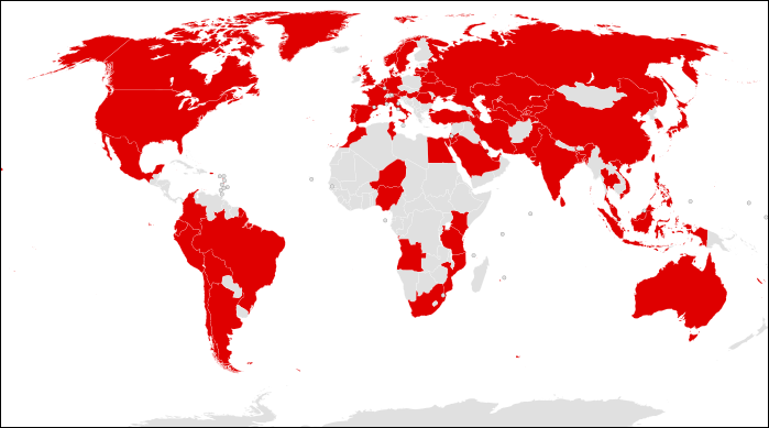 map of countries affetced by WannaCry attack