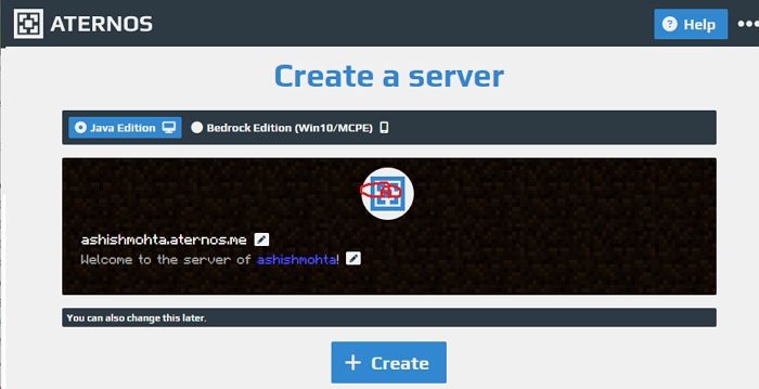 Create Minecraft Server