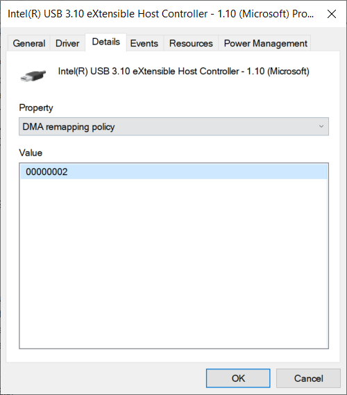 Device Manager DMA settings