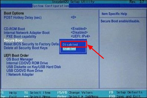 disable secure boot-3