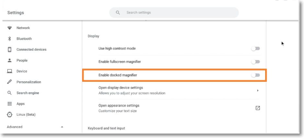 enable docked magnifier