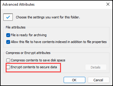 choose encrypt contents
