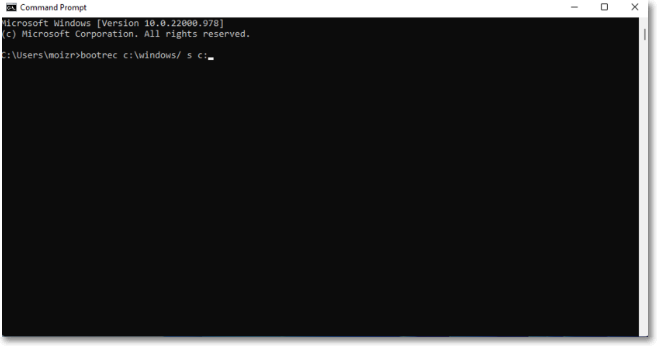 enter command in command prompt