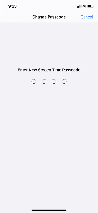 Enter your new screen time passcode