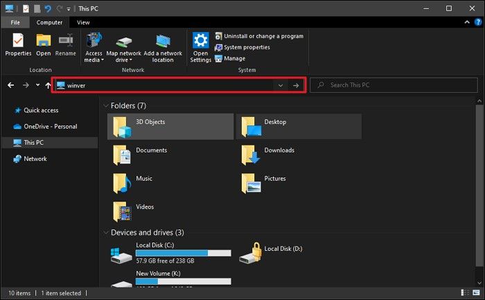 File Explorer winver