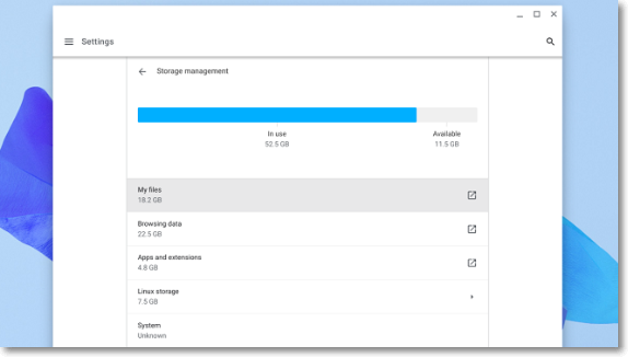 free up chromebook storage